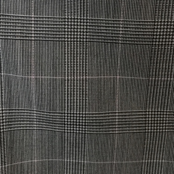 Light gray wool plaid mini pencil skirt with thin stripes in violet color US 12 - Picture 3 of 5